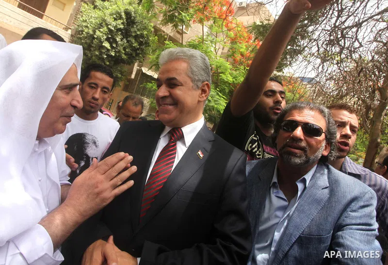 Egyptian presidential candidate Hamdeen Sabahi after casting his ballot during the first round of Egypt's presidential elections, at a polling station in Cairo, Egypt, 23 May 2012. Egyptian voters, on 23 May, queued at p...