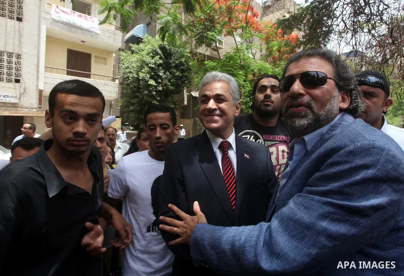 Egyptian presidential candidate Hamdeen Sabahi after casting his ballot during the first round of Egypt's presidential elections, at a polling station in Cairo, Egypt, 23 May 2012. Egyptian voters, on 23 May, queued at p...