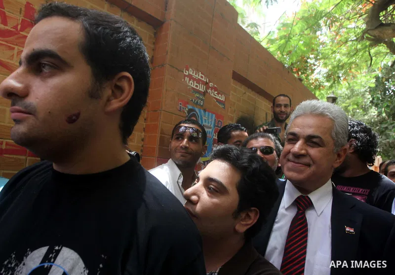 Egyptian presidential candidate Hamdeen Sabahi after casting his ballot during the first round of Egypt's presidential elections, at a polling station in Cairo, Egypt, 23 May 2012. Egyptian voters, on 23 May, queued at p...