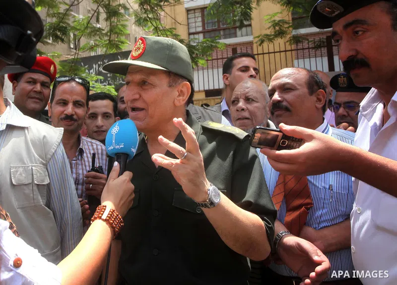 Magor Samer Anan Egyptian army commander, and deputy Marshal Tantawi talks to the press on the second day of the presidential elections in Cairo, Egypt, 24 May 2012. on the first Presidential election since the ouster of...