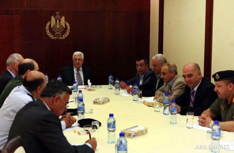 Palestinian President Mahmoud Abbas (Abu Mazen) meets with security chiefs at the presidential headquarters in the West Bank city of Ramallah on May 24, 2012. Photo by Thaer Ganaim