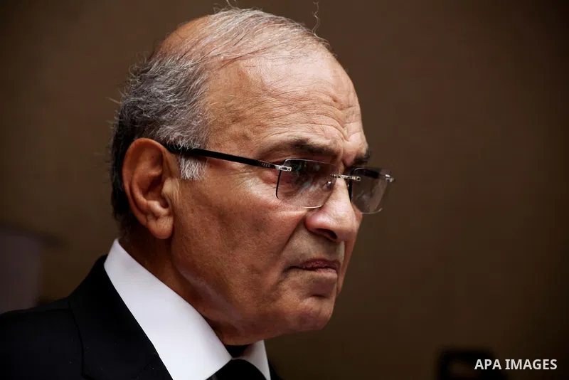 Egyptian presidential candidate Ahmed Shafiq speaks to the media during a press conference at his office in Cairo, Egypt, Saturday, May 26, 2012. Egyptian presidential candidate Ahmed Shafiq paid tribute Saturday to the...