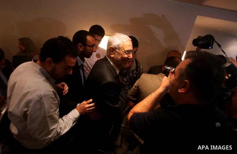 Egyptian presidential candidate Abdel-Moneim Abolfotoh speaks at a press conference in Cairo, Egypt, Monday, May 28, 2012. Three top candidates in Egypt's presidential race have filed appeals to the election commission,...