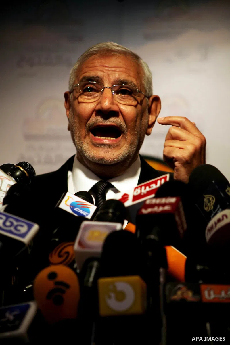 Egyptian presidential candidate Abdel-Moneim Abolfotoh speaks at a press conference in Cairo, Egypt, Monday, May 28, 2012. Three top candidates in Egypt's presidential race have filed appeals to the election commission,...