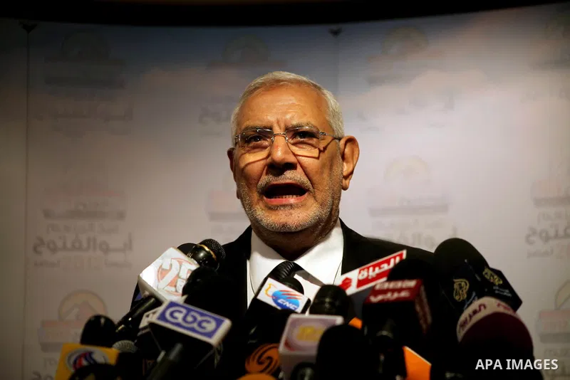 Egyptian presidential candidate Abdel-Moneim Abolfotoh speaks at a press conference in Cairo, Egypt, Monday, May 28, 2012. Three top candidates in Egypt's presidential race have filed appeals to the election commission,...