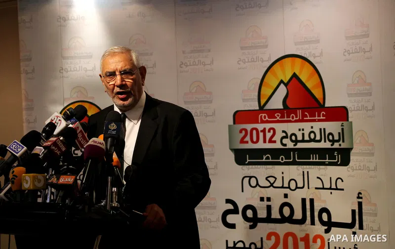 Egyptian presidential candidate Abdel-Moneim Abolfotoh speaks at a press conference in Cairo, Egypt, Monday, May 28, 2012. Three top candidates in Egypt's presidential race have filed appeals to the election commission,...