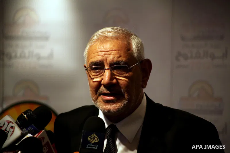 Egyptian presidential candidate Abdel-Moneim Abolfotoh speaks at a press conference in Cairo, Egypt, Monday, May 28, 2012. Three top candidates in Egypt's presidential race have filed appeals to the election commission,...