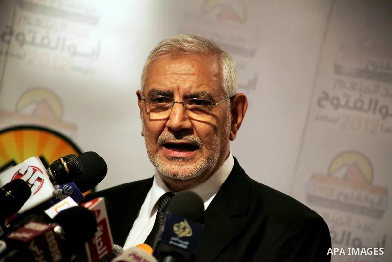 Egyptian presidential candidate Abdel-Moneim Abolfotoh speaks at a press conference in Cairo, Egypt, Monday, May 28, 2012. Three top candidates in Egypt's presidential race have filed appeals to the election commission,...