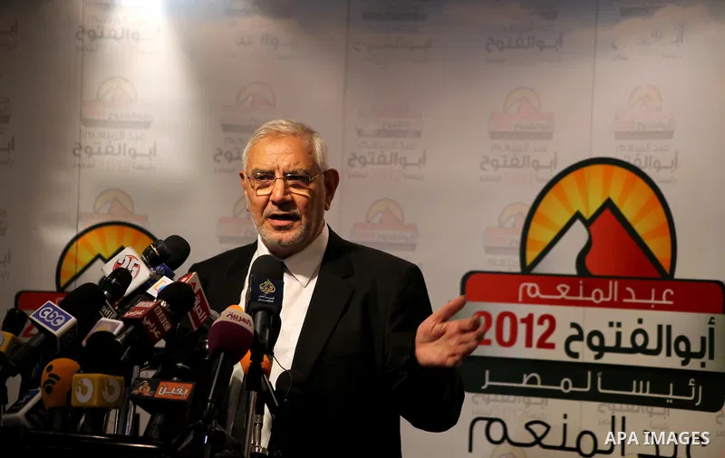 Egyptian presidential candidate Abdel-Moneim Abolfotoh speaks at a press conference in Cairo, Egypt, Monday, May 28, 2012. Three top candidates in Egypt's presidential race have filed appeals to the election commission,...