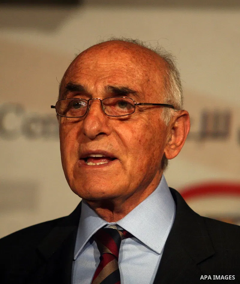 Head of the independent Palestinian national figures, Munib Al-Masri, speaks during a press conference on national reconciliation, and consultations to form a government, in the West Bank, city of Ramallah, May 28, 2012....