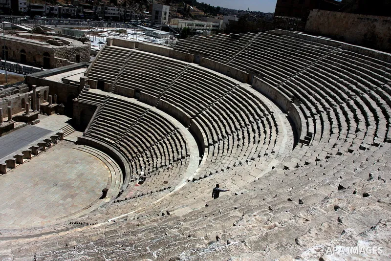 A general view for the Roman amphitheatre in Amman, Jordan, June 2, 2012. Amphitheatre of the most important Roman monuments in Amman, was built 161 years AD. Photo by Issam Rimawi