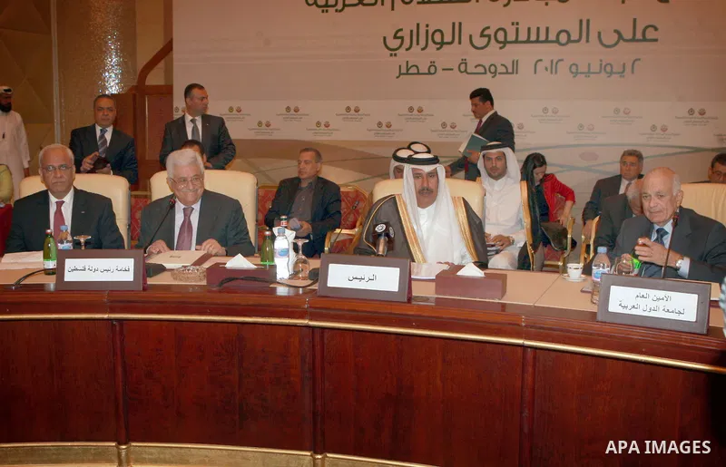 Palestinian President, Mahmoud Abbas (Abu Mazen) during a meeting of the Arab Monitoring Committee in Qatar, June 2, 2012. Photo by Thaer Ganaim