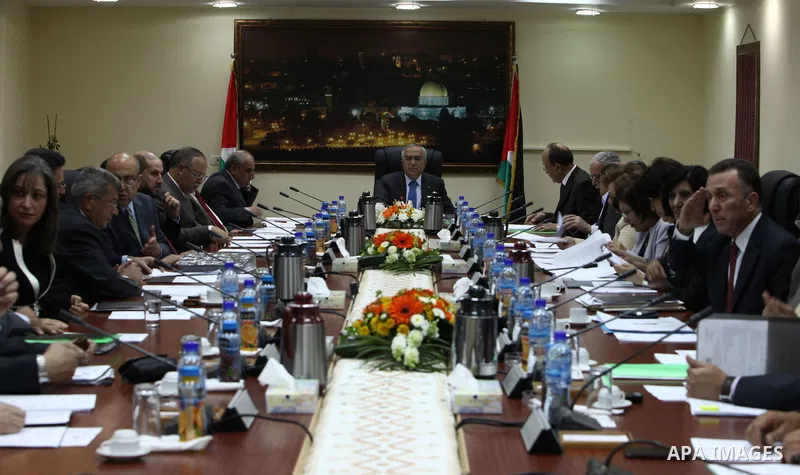 Palestinian Prime Minister Salam Fayyad, during a weekly meeting with the Palestinian Government, in the West Bank in Ramallah on June 04, 2012. Photo by Mustafa Abu Dayeh