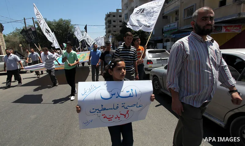 Palestinians during a rally in Gaza City marking the anniversary of the 1967 Middle East War June 5, 2012 Photo by Yasser Qudeh