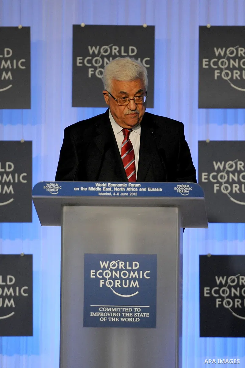 Palestinian President Mahmoud Abbas gives a speech on the fisrt day of the two-day World Economic Forum on the Middle East, North Africa and Eurasia at the Swissotel in Istanbul, on June 5, 2012. Photo by Thaer Ganaim