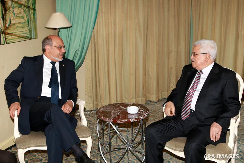 Palestinian President Mahmoud Abbas (Abu Mazen) meets with tunisian Prime Minister on June 05, 2012. Photo by Thaer Ganaim