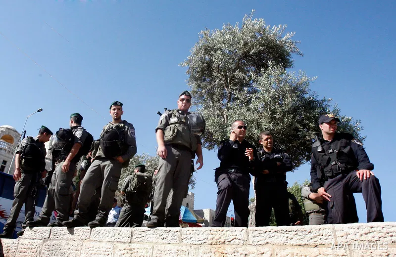 Mounted Israeli police break up a Palestinian protest during a demonstration marking the 'Naksa Day' at the Damascus Gate on 05 June 2012. Naksa Day is the annual day of commemoration for the Palestinian people of the di...