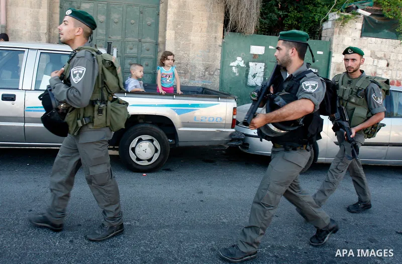 Mounted Israeli police break up a Palestinian protest during a demonstration marking the 'Naksa Day' at the Damascus Gate on 05 June 2012. Naksa Day is the annual day of commemoration for the Palestinian people of the di...