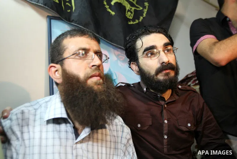 Israeli authorities releas prisoner Thaer Halahleh in the West Bank Village of Kharas near Hebron on June 05, 2012. Thaer Halahla, 33, from Hebron was in administrative detention for the past 24 months and on hunger stri...