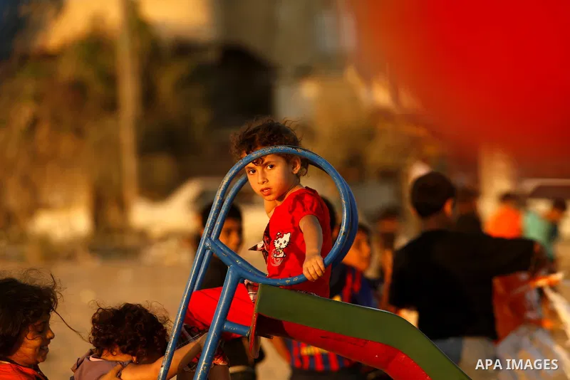 Palestinian children play at a park during the summer holiday in the Rafah refugee camp southern Gaza Strip on June 07, 2012. Photo by Eyad Al Baba