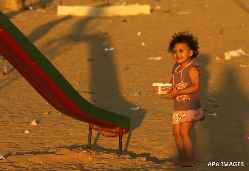 Palestinian children play at a park during the summer holiday in the Rafah refugee camp southern Gaza Strip on June 07, 2012. Photo by Eyad Al Baba