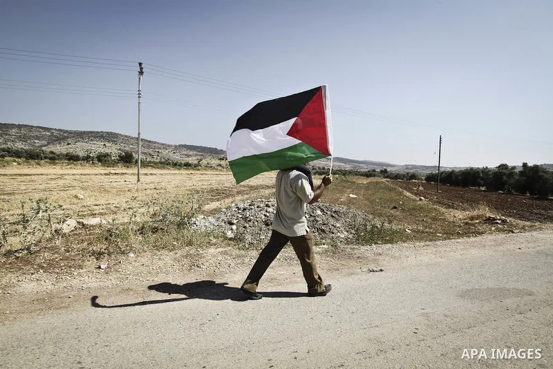 June 9, 2012 - Beit Nuba, West Bank - On the 45th commemoration of Naksa, the Popular Struggle Coordination Commitee have organized a march toward the Latroon destroyed villages of Yalu, Omwas and Beit Nuba. .Clashes wit...