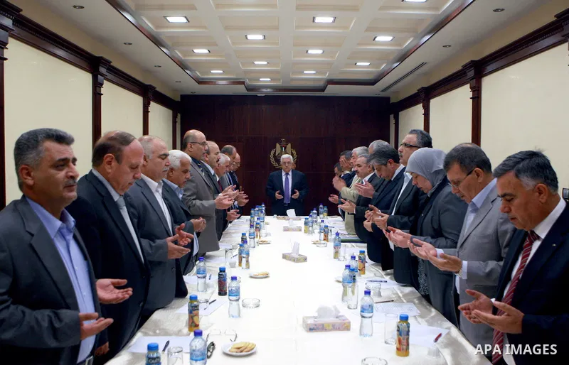 Palestinian President, Mahmoud Abbas (Abu Mazen), meets with Palestinian Governors, in the West Bank city of Ramallah on June 12, 2012. Photo by Thaer Ganaim