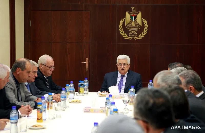 Palestinian President, Mahmoud Abbas (Abu Mazen), meets with Palestinian Governors, in the West Bank city of Ramallah on June 12, 2012. Photo by Thaer Ganaim