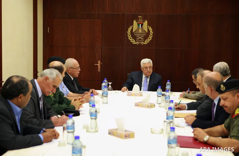Palestinian President, Mahmoud Abbas (Abu Mazen) meets with the security chiefs, in the West Bank city of Ramallah, on June 13, 2012. Photo by Thaer Ganaim