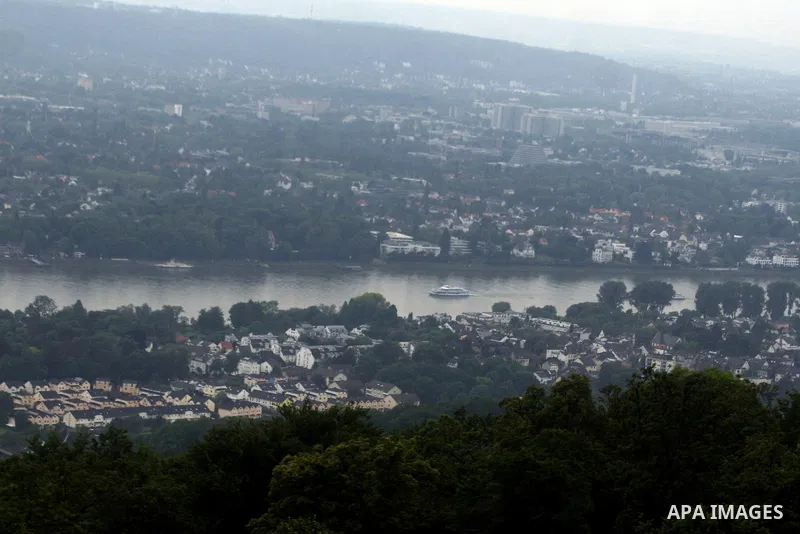A ship in the River Rhine near the city of Bonn in Germany on 15 June 2012. The Rhine is one of the longest and most important rivers in Europe. It runs for over 1,232 km .Rhine flows through six countries -Switzerland,...