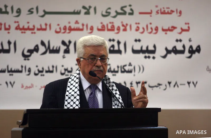 Palestinian president Mahmoud Abbas speaks on June 17, 2012 in the West Bank city of Ramallah, where he said that the peace process was in a state of clinical death, blaming Israel for the stalemate. Photo by Issam Rimaw...