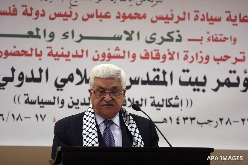 Palestinian president Mahmoud Abbas speaks on June 17, 2012 in the West Bank city of Ramallah, where he said that the peace process was in a state of clinical death, blaming Israel for the stalemate. Photo by Issam Rimaw...