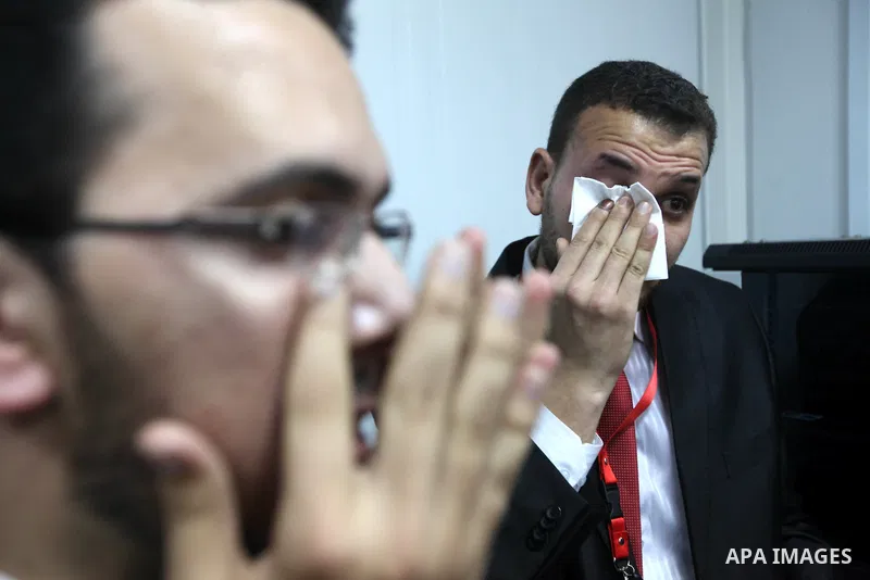 Supporters of Egypt's Muslim Brotherhood candidate Mohammed Mursi celebrate after the announcement of presidential election results in Cairo on June 18, 2012. The campaign of Egyptian presidential candidate Ahmed Shafiq...