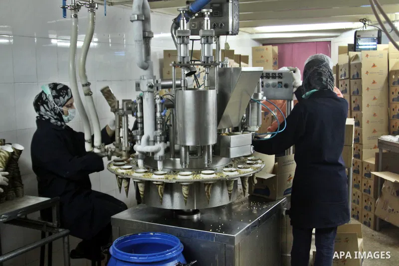 Palestinian women made pack ice cream cones at the Al-Arz ice cream factory in the West Bank City of Nablus on June 19, 2012. Photo by Nedal Eshtayah