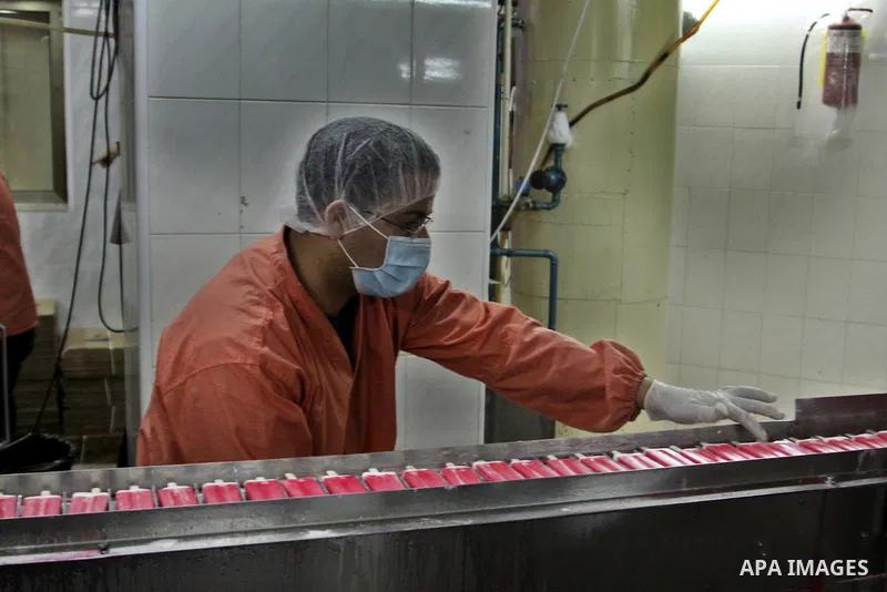 A Palestinian employee works at the Al-Arz ice cream factory in the West Bank City of Nablus on June 19, 2012. Photo by Nedal Eshtayah