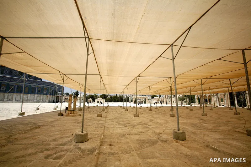 A general view in the Al-Aqsa mosque preparation for summer camps in the old city of Jerusalem on 19 June 2012. Photo by Mahfouz Abu Turk