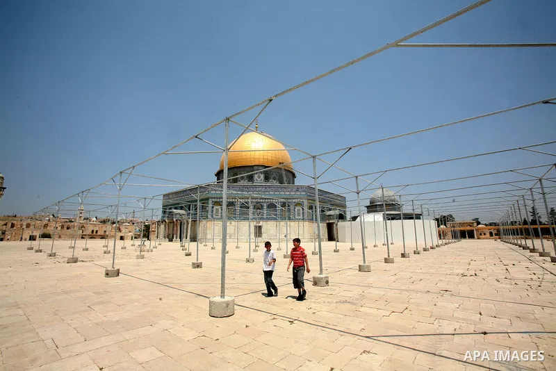 A general view in the Al-Aqsa mosque preparation for summer camps in the old city of Jerusalem on 19 June 2012. Photo by Mahfouz Abu Turk