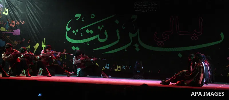 shows members of a local Palestinian dance company presenting their show during a dance festival Beir Ziet Nights (Liali Ber Ziet) at Ber Ziet University near the West Bank town of Ramallah, 18 June 2012. Photo by Issam...