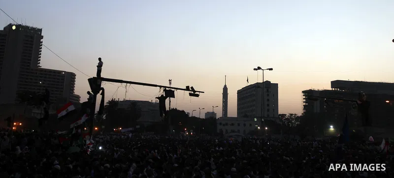 Egyptian Muslim Brotherhood supporters attend prayers during an anti ruling military council demonstration in Tahrir Square, Cairo, Egypt Tuesday, June 19, 2012. A campaign spokesman for Hosni Mubarak's ex-prime minister...