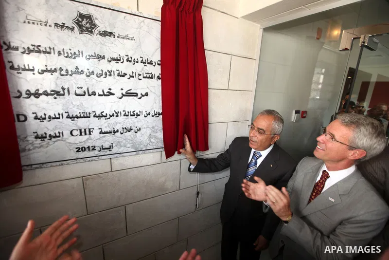 Palestinian Prime minister Salam Fayyad, attends the opening of service center of public in the West Bank city of Jericho on June 20, 2012.. Photo by Mustafa Abu Dayeh