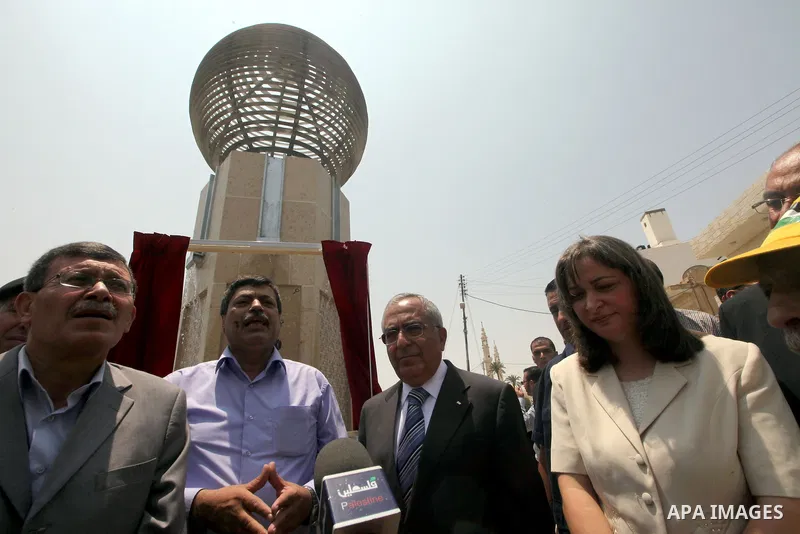 Palestinian Prime minister Salam Fayyad, attends the opening of Freedom Square in the West Bank city of Jericho on June 20, 2012.. Photo by Mustafa Abu Dayeh