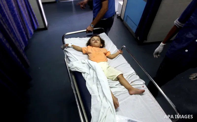 A Palestinian child wounded by Israeli air strikes on Gaza City on June 20, 2012. There was no let-up in rocket fire from Gaza with at least 10 hitting the Jewish state despite seven Israeli air strikes overnight, police...