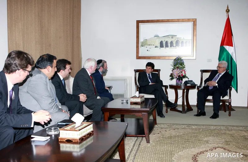 Palestinian President Mahmoud Abbas (Abu Mazen), meets with Representative of the Vatican Apostolic Nuncio, in Canada, on June 24, 2012. Photo by Thaer Ganaim
