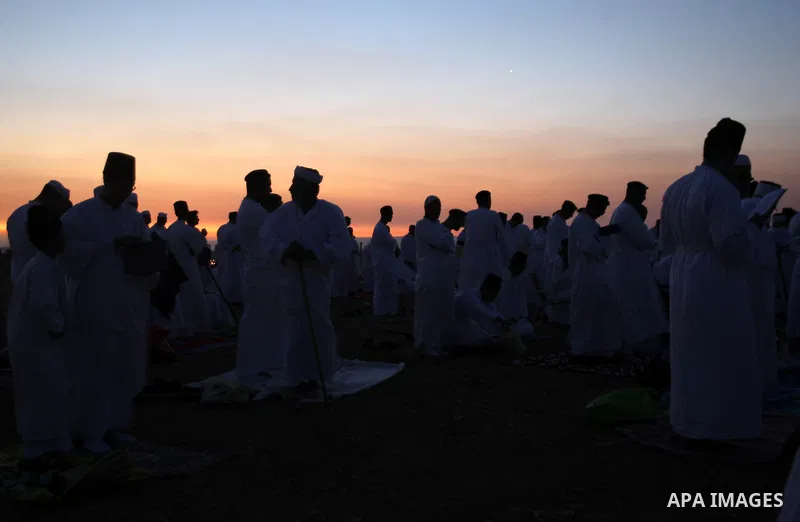 Samaritans attend Shavuot festival on Mount Gerizim near the northern West Bank city of Nablus on June 24, 2012 which is giving of the Torah at Mount Sinai seven weeks after the exodus of the Jewish people from Egypt. Th...