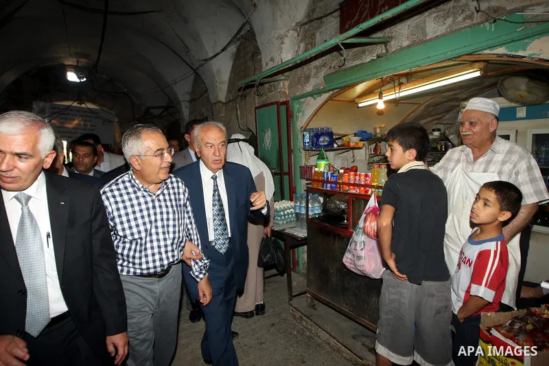 Palestinian Prime Minister, Salam Fayyad visits Hebron old city, in the West Bank on June 24, 2012. Photo by Mustafa Abu Dayeh
