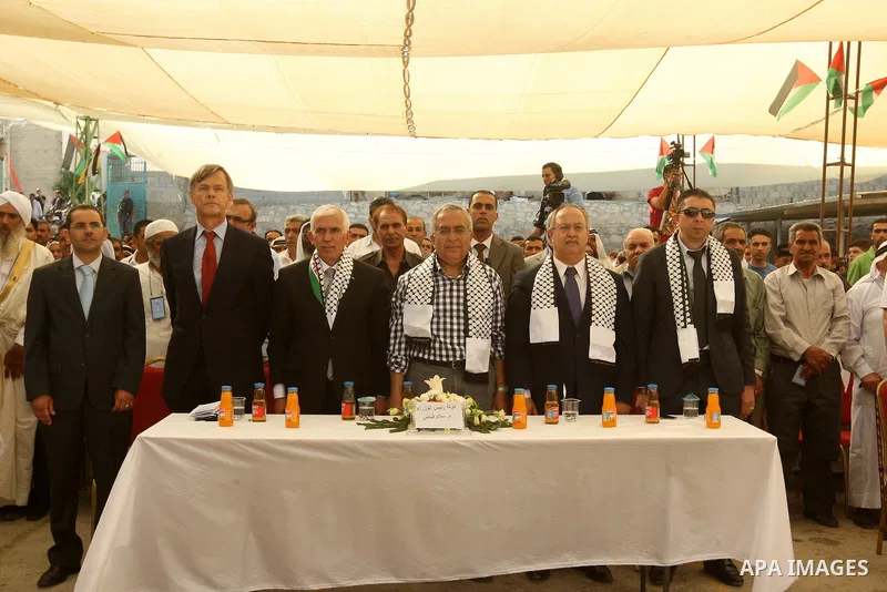 Palestinian Prime Minister, Salam Fayyad attends the opening of several centers in Hebron, in the West Bank of Hebron on June 24, 2012. Photo by Mahmoud Hrebat