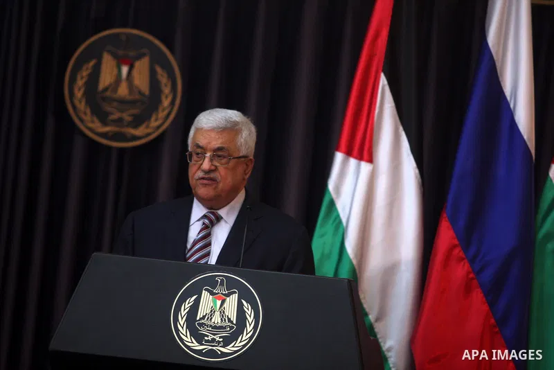 Palestinian Authority President Mahmud Abbas, and Russia's President Vladimir Putin hold a joint news conference in the West Bank Biblical town of Bethlehem on June 26, 2012, during a rare trip aimed at boosting Russia's...
