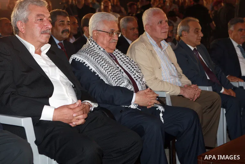 Palestinian President Mahmoud Abbas attends a mass wedding for 19 Groom in the village of Silwad in the West Bank city of Ramallah, June 28, 2012. Photo by Thaer Ganaim