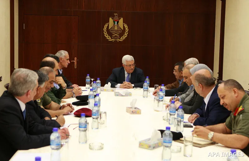 Palestinian President, Mahmoud Abbas (Abu Mazen) meets with security chiefs, in the West Bank city of Ramallah, on July 03 2012. Photo by Thaer Ganaim