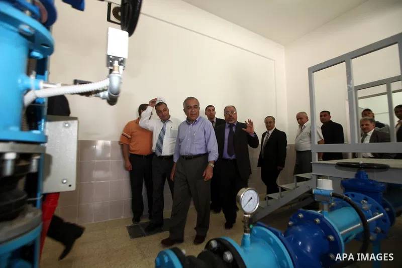 Palestinian Prime Minister Salam Fayyad opens Remote control project for water, pumps and wells systems in the West Bank city of Tulkarm on 05 July 2012. Photo by Mustafa Abu Dayeh